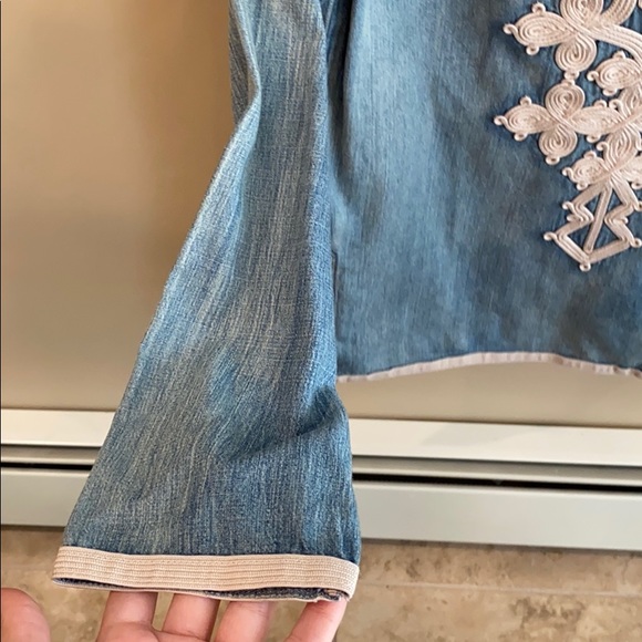 J Crew Denim Caftan Embroidered Tunic Size 00 - Picture 5 of 10